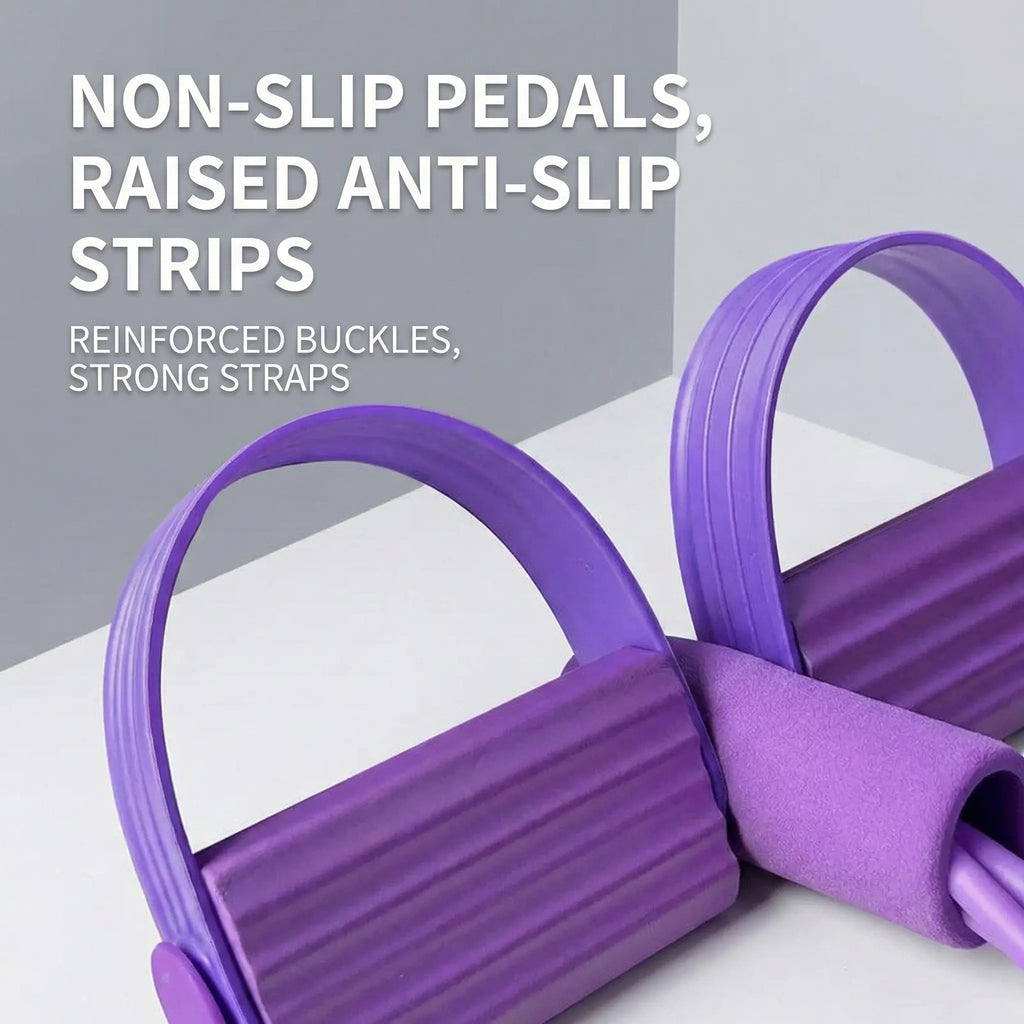 Ultimate 6-Tube Fitness Resistance Band with Foot Pedals – Portable, Elastic, and User-Friendly for All Fitness Levels!