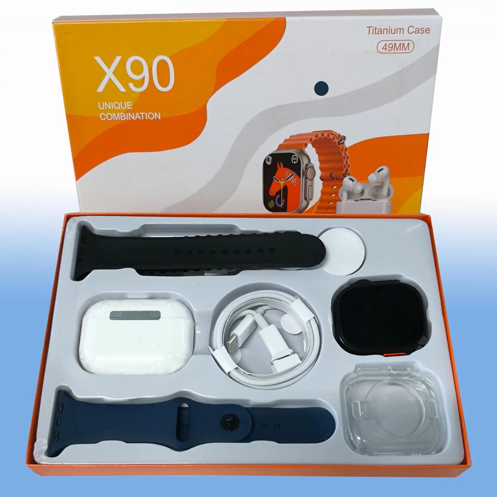 All-in-One Smart Watch Kit with Bluetooth Headphones, Type-C Cable & Audio Support