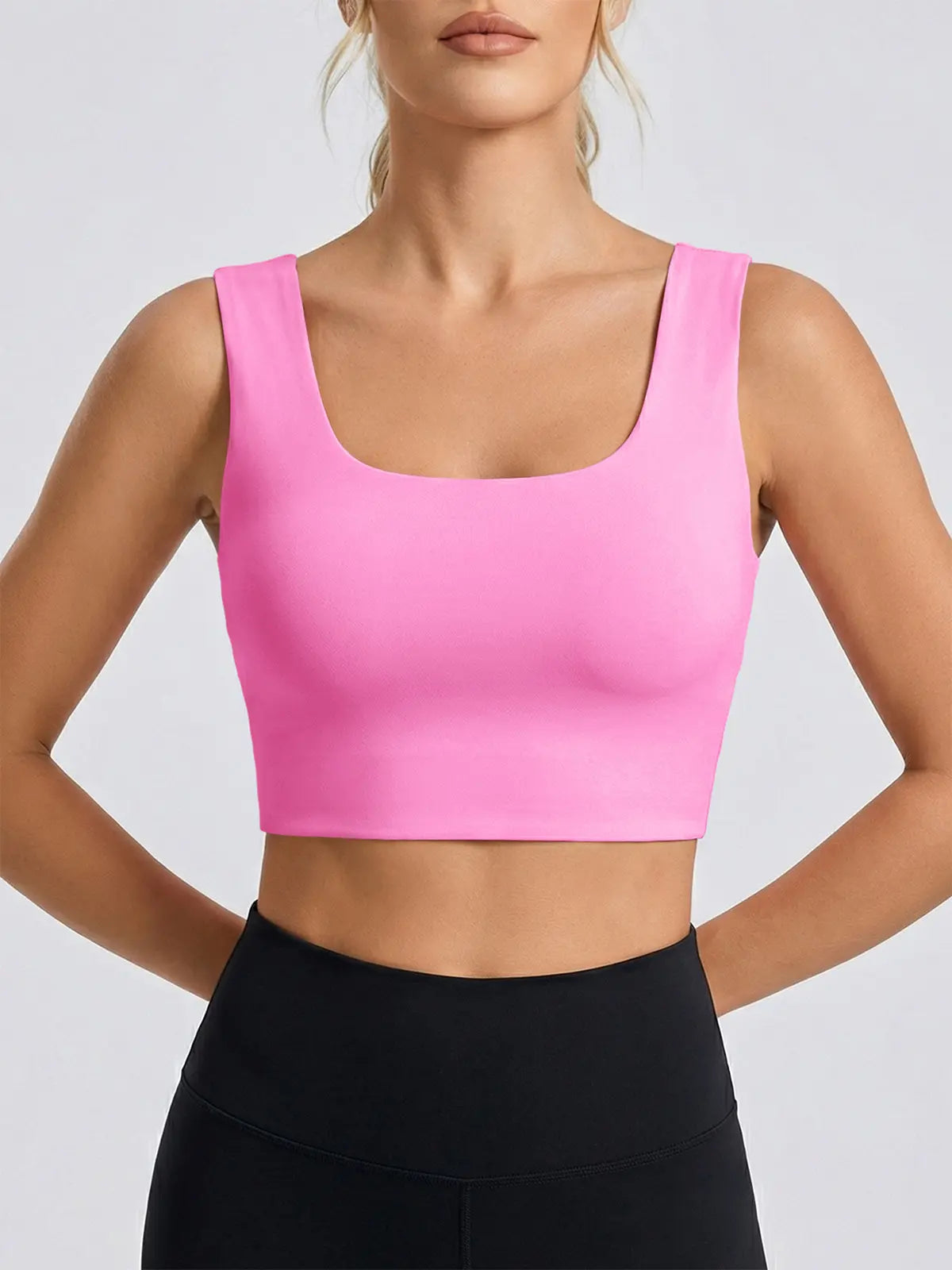 Buttery Soft Square Neck Padded Seamless Longline Sports Bra - Ultimate Support for Yoga & Running