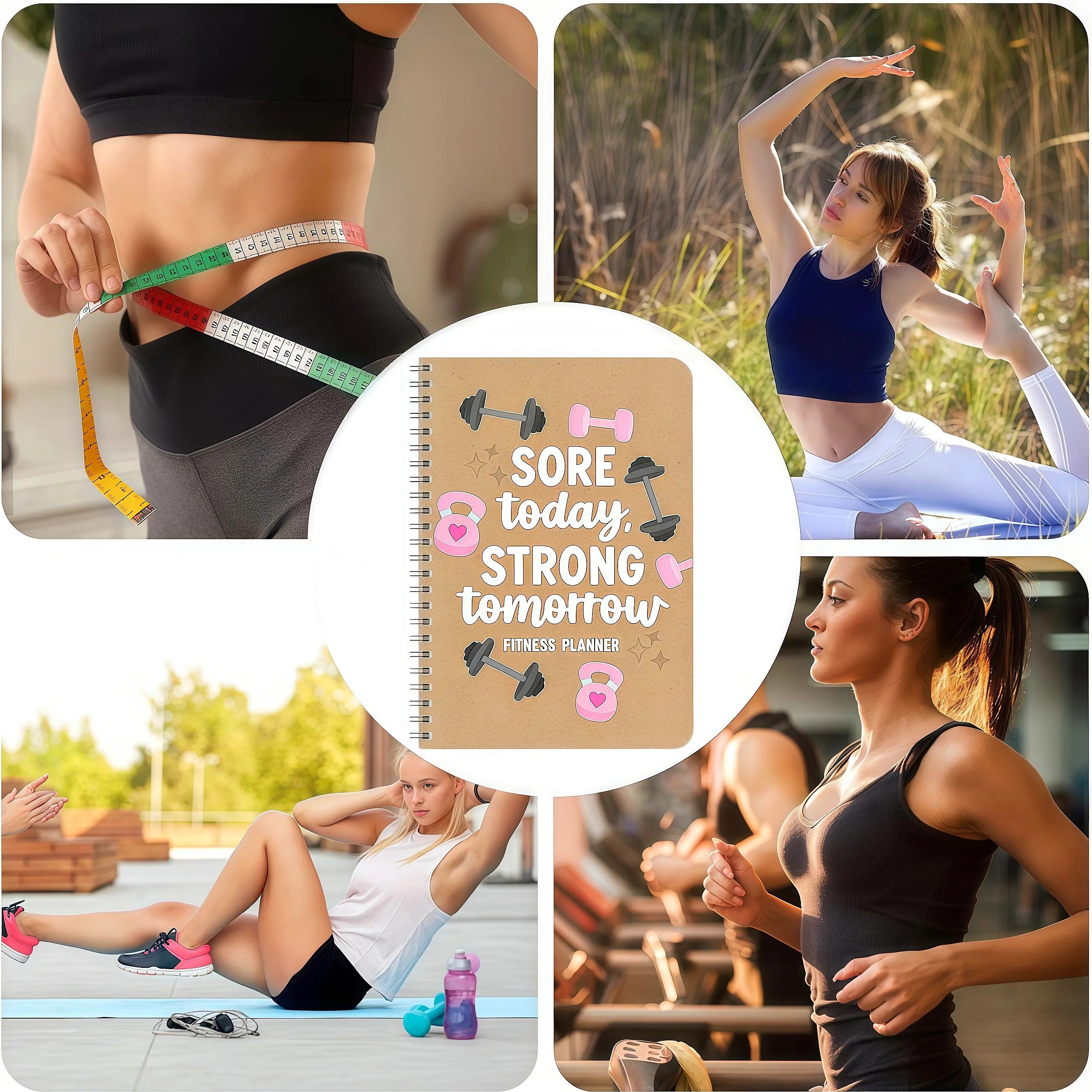 Agenda definitiva para el fitness y registro de entrenamientos: diario de ejercicios sin fecha para el seguimiento de la pérdida de peso y el entrenamiento en casa o en el gimnasio. Regalo ideal para los amantes del fitness.