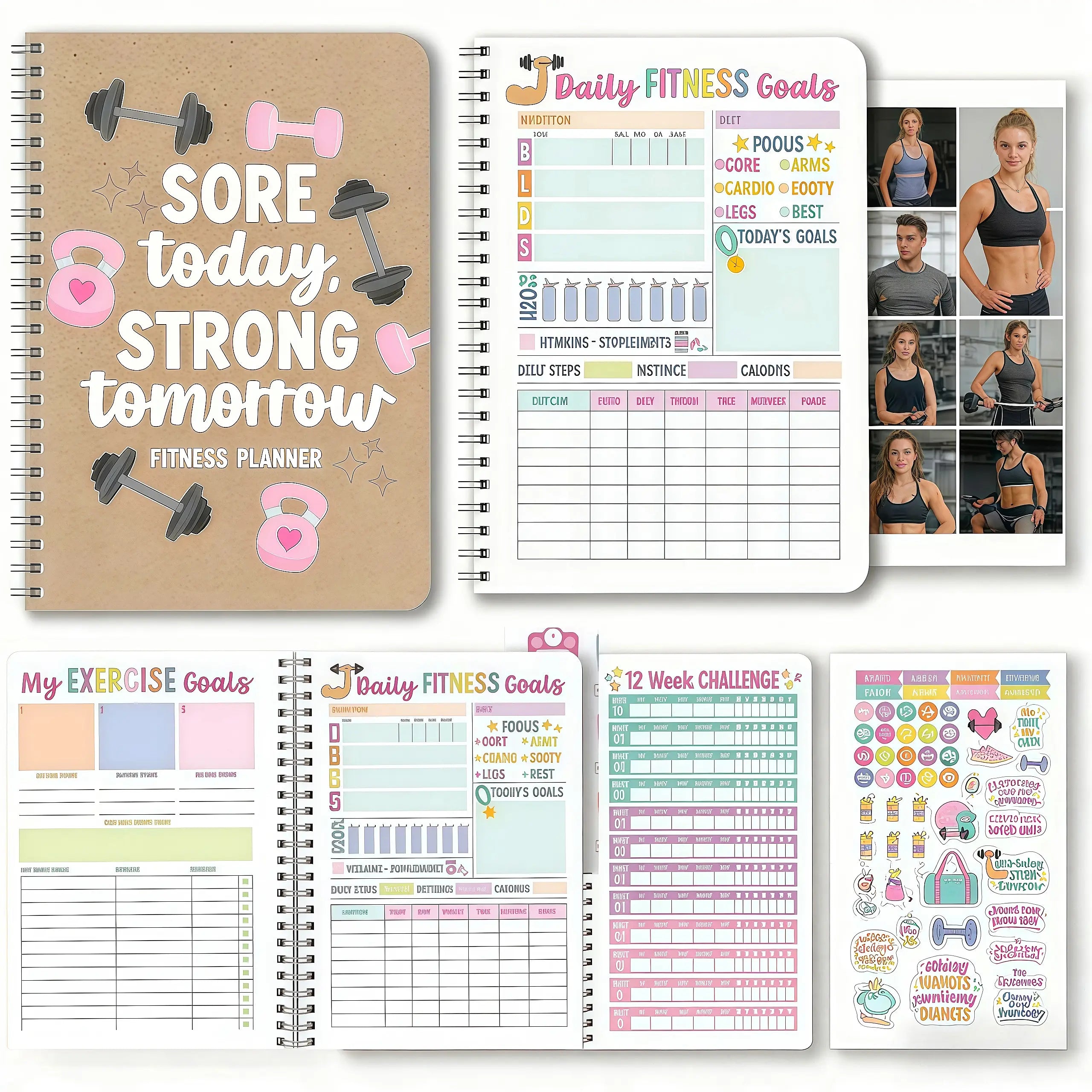 Agenda definitiva para el fitness y registro de entrenamientos: diario de ejercicios sin fecha para el seguimiento de la pérdida de peso y el entrenamiento en casa o en el gimnasio. Regalo ideal para los amantes del fitness.