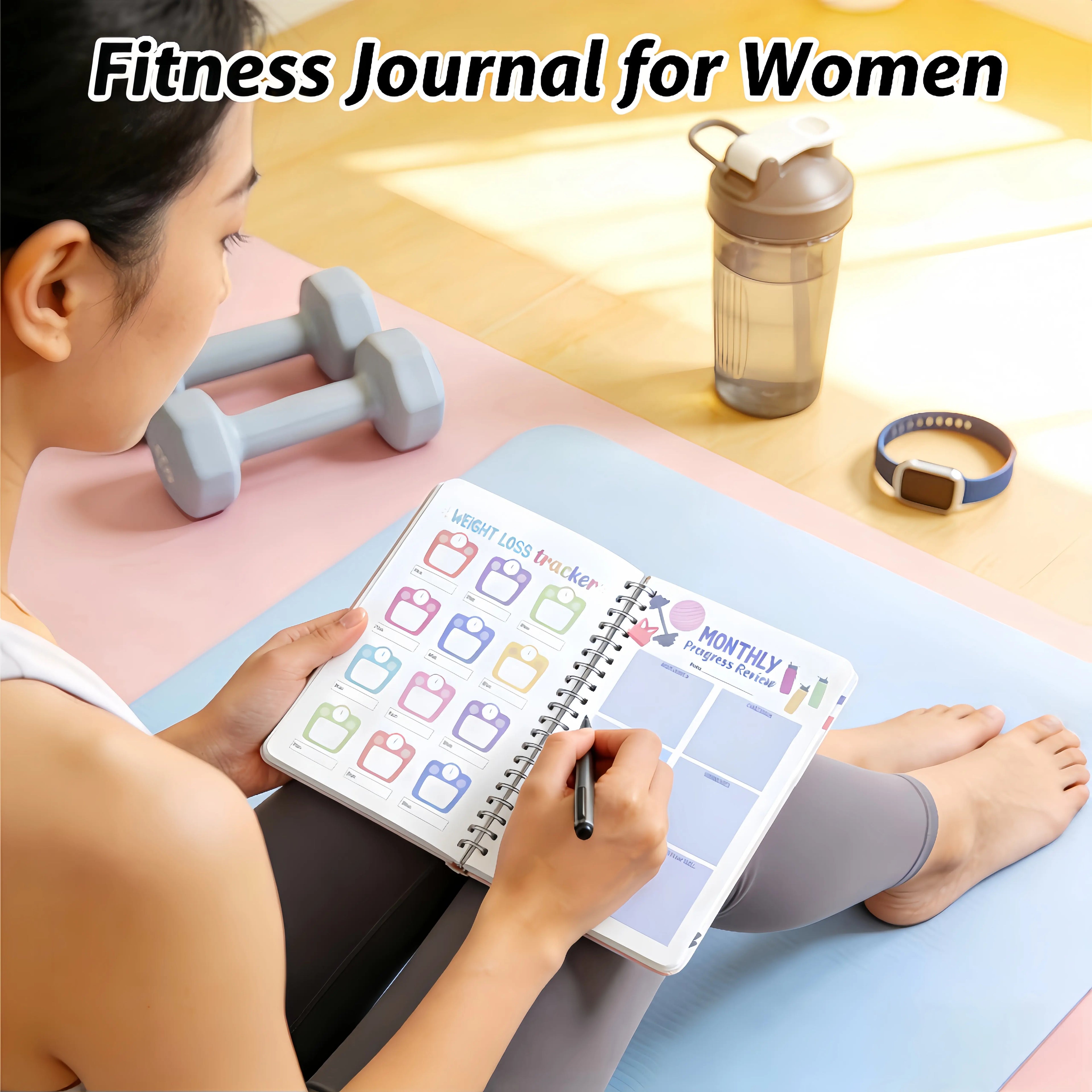 Agenda definitiva para el fitness y registro de entrenamientos: diario de ejercicios sin fecha para el seguimiento de la pérdida de peso y el entrenamiento en casa o en el gimnasio. Regalo ideal para los amantes del fitness.