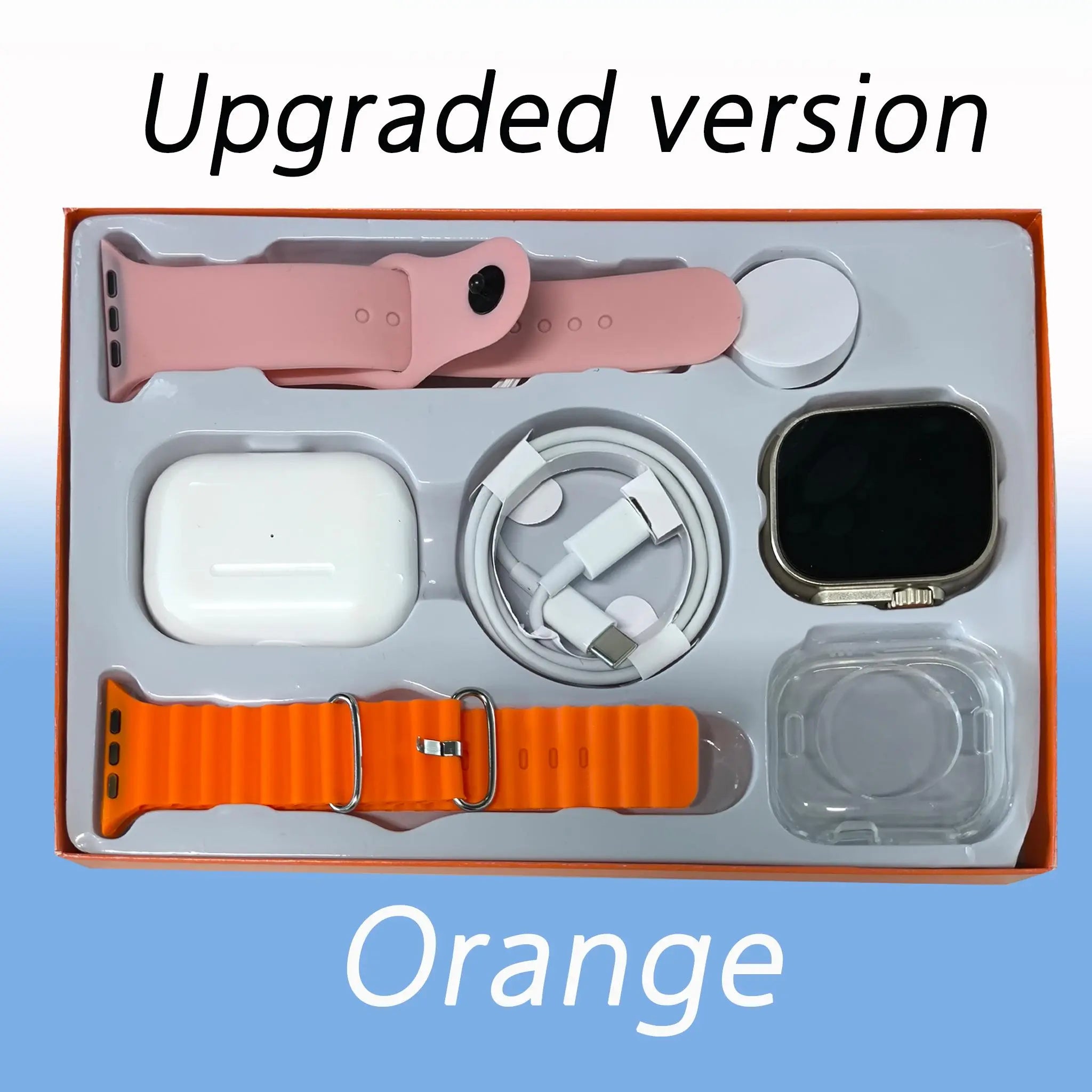 All-in-One Smart Watch Kit with Bluetooth Headphones, Type-C Cable & Audio Support